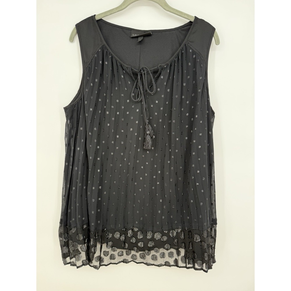 Lane Bryant Womens Top Size 18-20  Black Pleated Front Sleeveless Tank